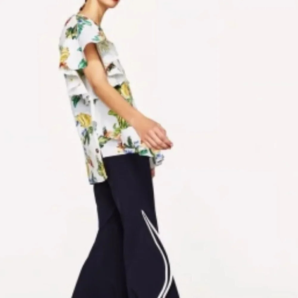 Zara Oversized Printed Ruffle Blouse - Picture 6 of 12